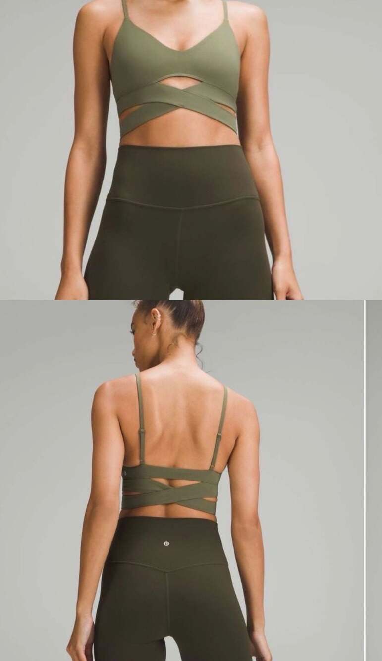 Lululemon Still Now Bra in Dark Olive